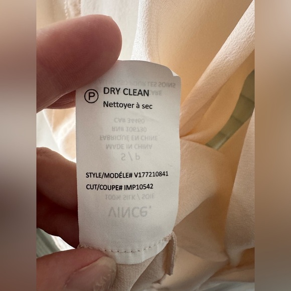 Vince Blush Silk Blouse Top Picot Edge Long Sleeve in Blossom Small - Picture 15 of 15